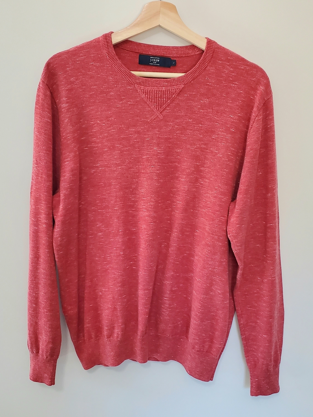J. Crew Women’s Boyfriend Sweater LG Heather Red Crewneck 100% Cotton Preppy EUC